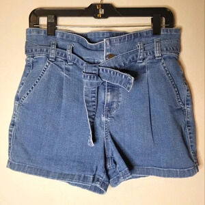 A.N.A. A New Approach medium wash blue jean denim paperbag waist shorts, size 6P